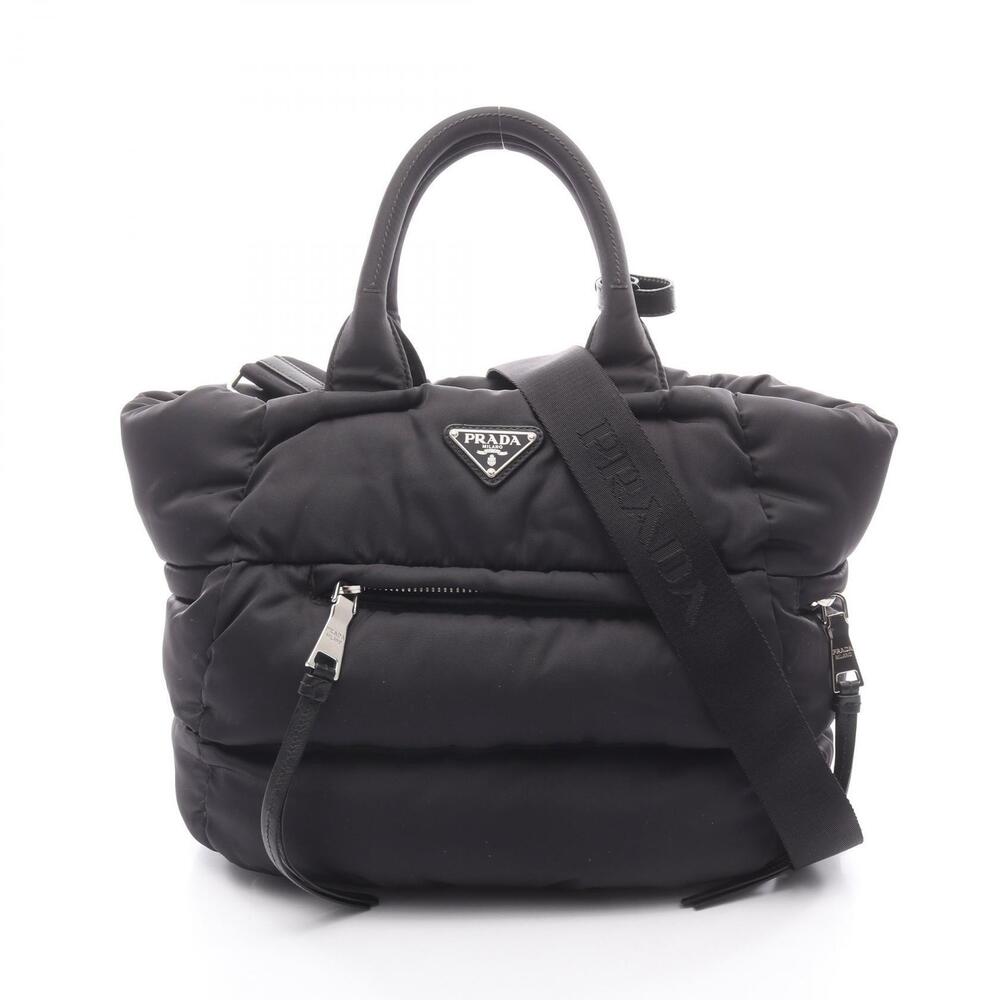 Prada TESSUTO BOMBER Handbag Leather Black